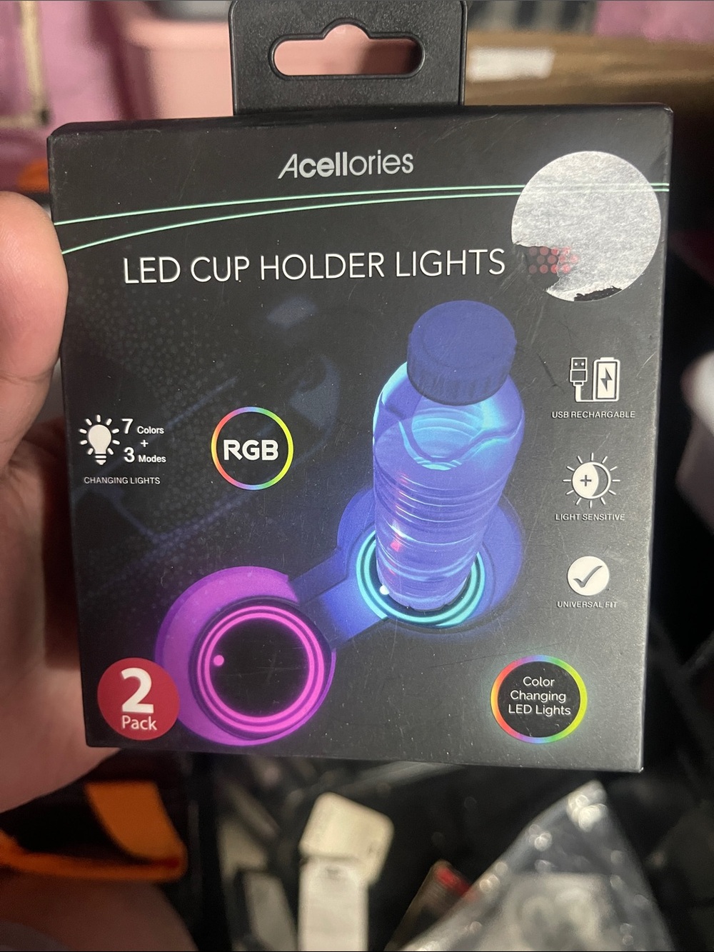 Acellories RGB LED Cup Holder Lights - Blue & Purple
